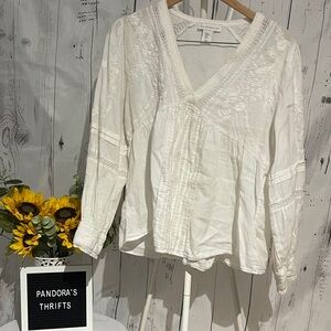 House of Harlow 1960 White Embroidered Blouse Size M Preowned